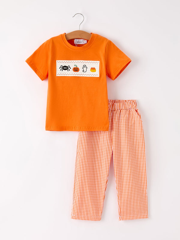 fall-halloween-orange-pumpkin-ghost-spider-smock-embroidery-boy-set Rylee-Faith-Designs-Sophia's StyleOutfit-1